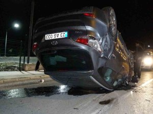 Otomobil Takla Attı, Emniyet Kemeri Takan Sürücünün Burnu Bile Kanamadı