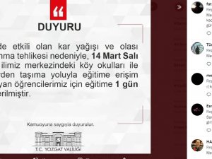 Yozgat’ta Öğrencilerin ’Kar Tatili’ Mesajları Gülümsetti