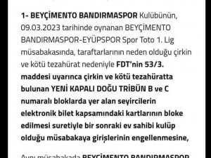 Bandırmaspor’a Kötü Tezahürat Cezası