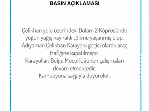 Bulam-2 Köprüsü Çöktü, Adıyaman-çelikhan Karayolu Ulaşıma Kapandı
