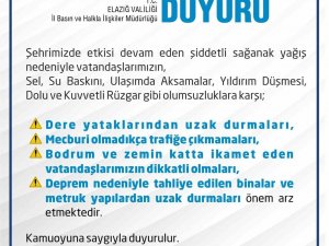 Elazığ Valiliği Vatandaşları Uyardı