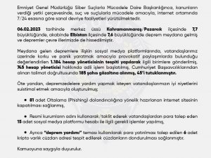 Sosyal Medyada Depreme İlişkin Provokatif Paylaşımlarda Bulunan 45 Kişi Tutuklandı