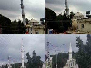 Kontrollü Yıkımda Cami Minaresi Böyle Çöktü