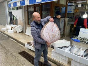 Karadeniz’de Avlanan 8 Kiloluk Kalkan Balığı 5 Bin Liraya Satıldı