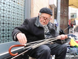 Asırlık Çınar 70 Yıldır Şemsiye Tamir Ediyor