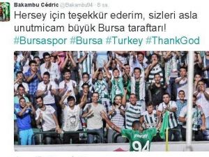 Bakambu’dan Bursaspor Taraftarına Teşekkür