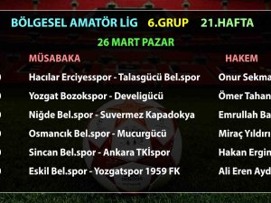 Bölgesel Amatör Lig’de 21.hafta Maçlarının Hakemleri Açıklandı