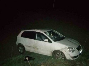 Tarlaya Uçan Otomobilin Sürücüsü Yaralandı