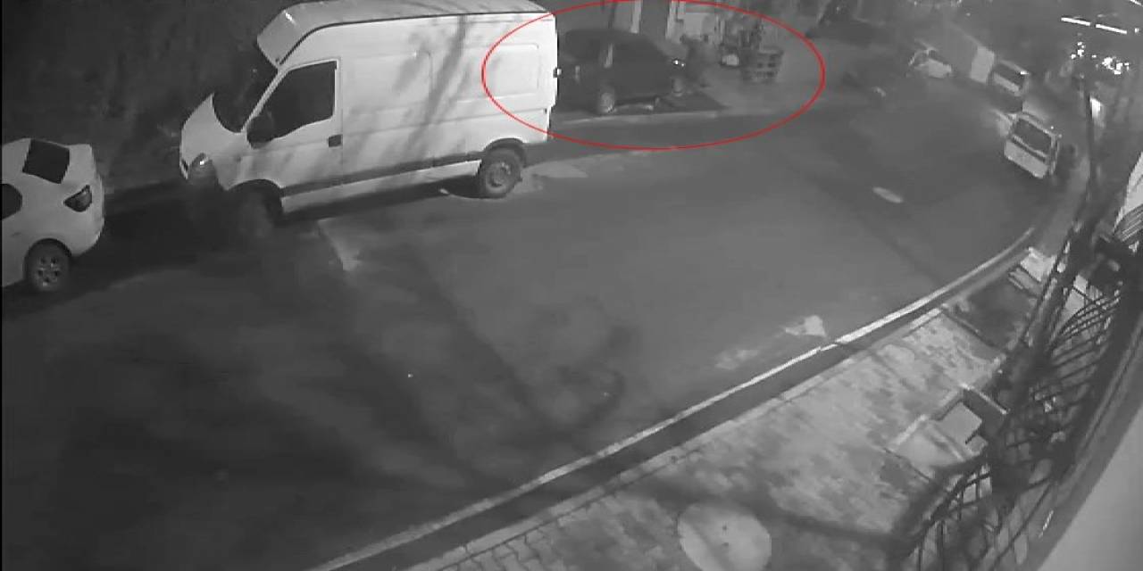 Gece Yarısı Bir Otomobilin Plakasını Çalmaya Gelen Şahıslar Kamerada