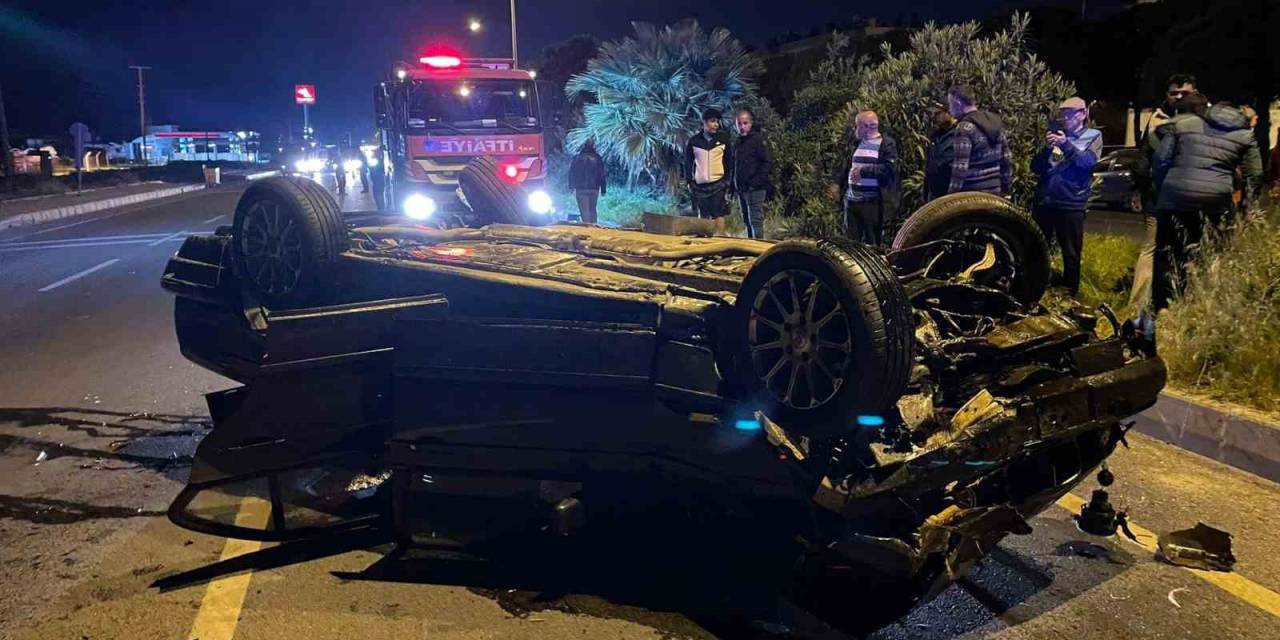 Sürücüsünün Direksiyon Hakimiyetini Kaybettiği Otomobil Takla Attı