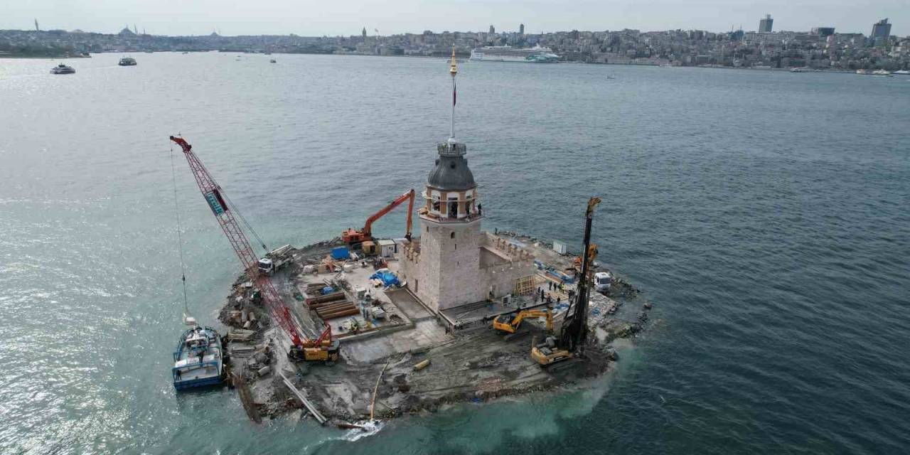 Kız Kulesi’nde Sona Yaklaşıldı, Dron İle Havadan Görüntülendi