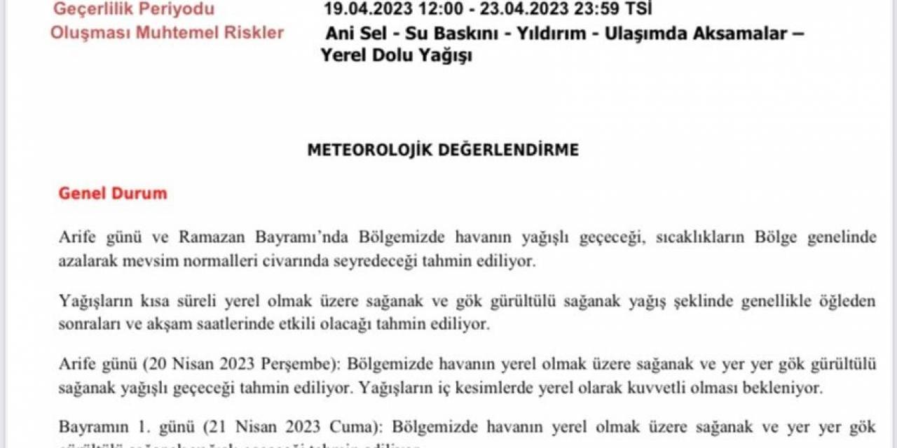 Sinop’ta Ramazan Bayramı Boyunca Yağış Bekleniyor