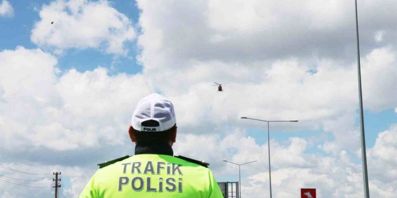 Ağrı’da Helikopter Destekli Trafik Denetimi Yapıldı