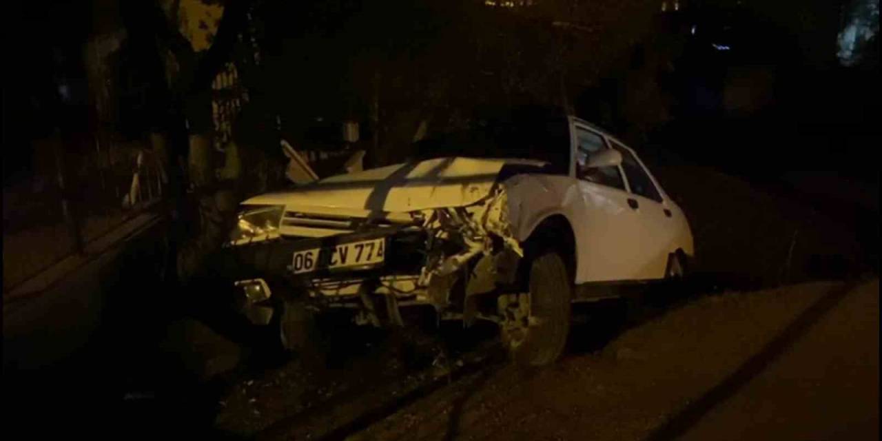 Başkent’te Otomobil Boş Araziye Uçtu: 1 Yaralı