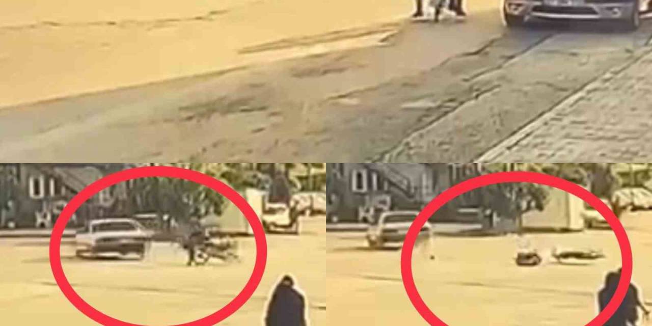O Anlar Kamerada: Motosikletle Otomobil  Çarpıştı, Sürücü Savruldu