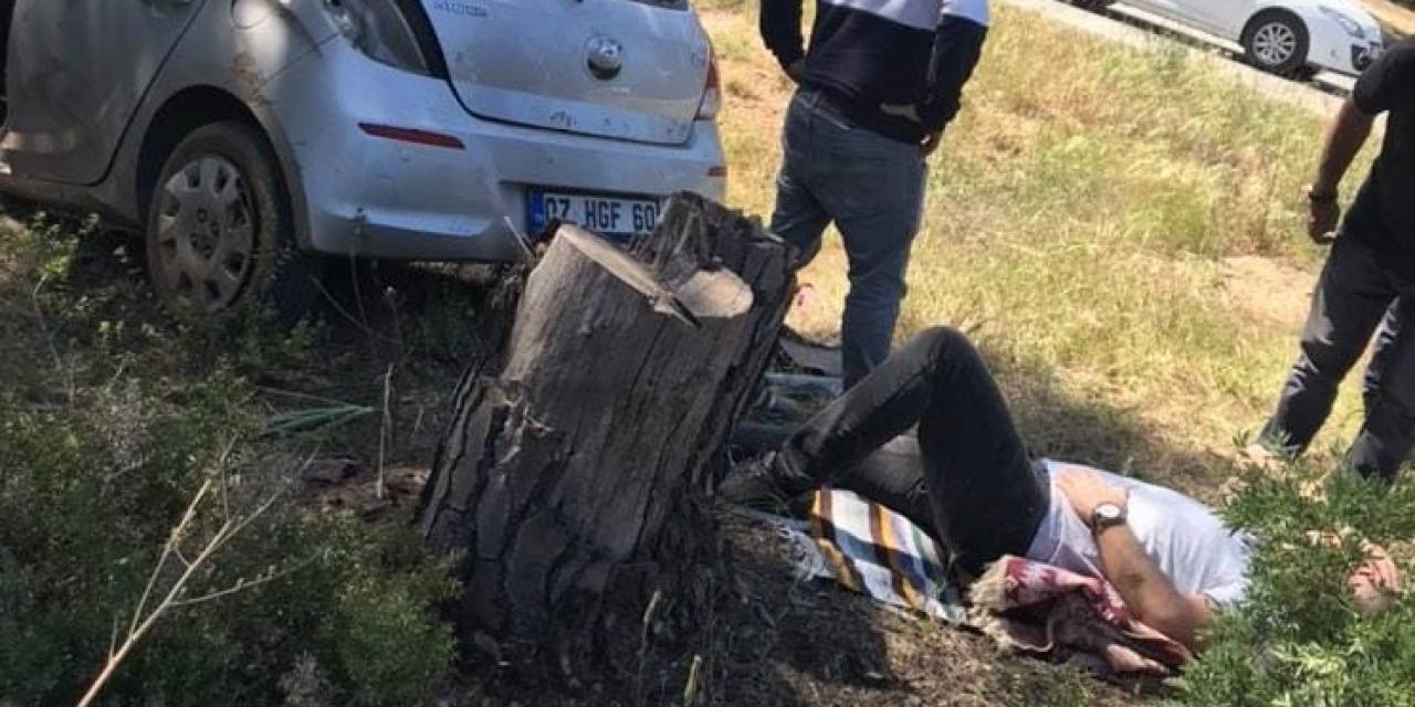 Yoldan Çıkıp Ormanlık Alana Uçan Otomobil Sürücüsü Yaralandı