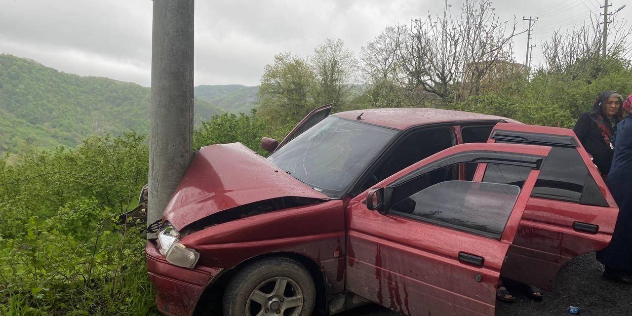 Otomobil Elektrik Direğine Çarptı, 4 Kişi Yaralandı