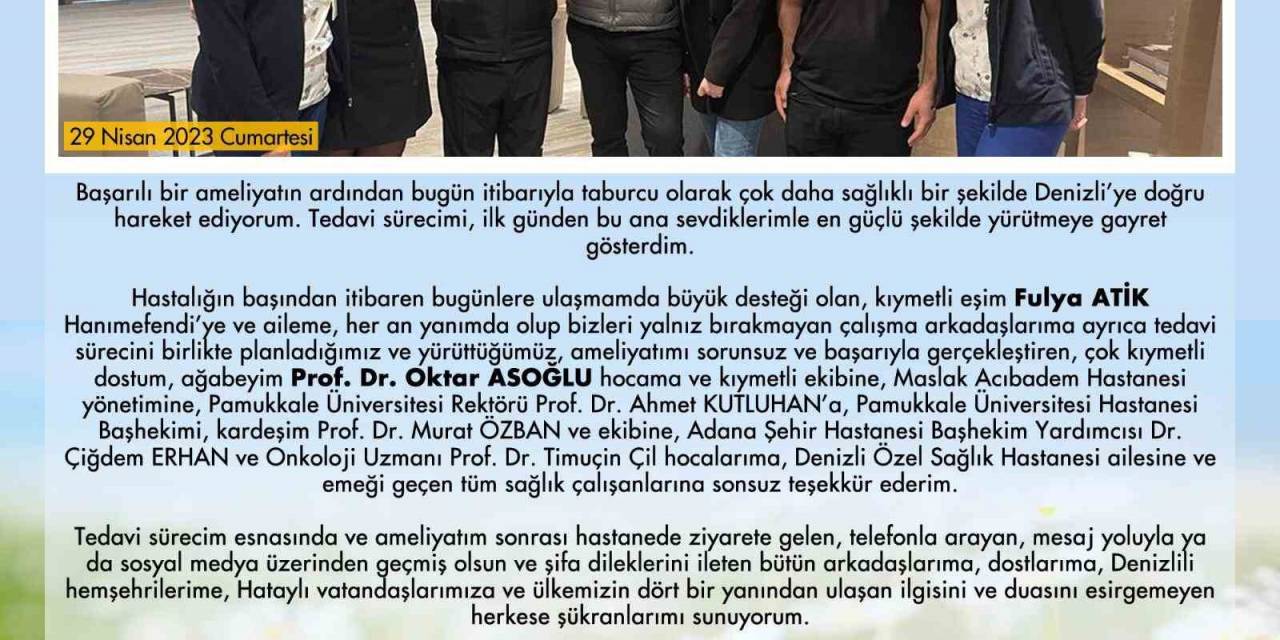 Deprem Bölgesinde Omzundaki Kemoterapi Şişesiyle Çalışan Vali Atik Ameliyat Oldu