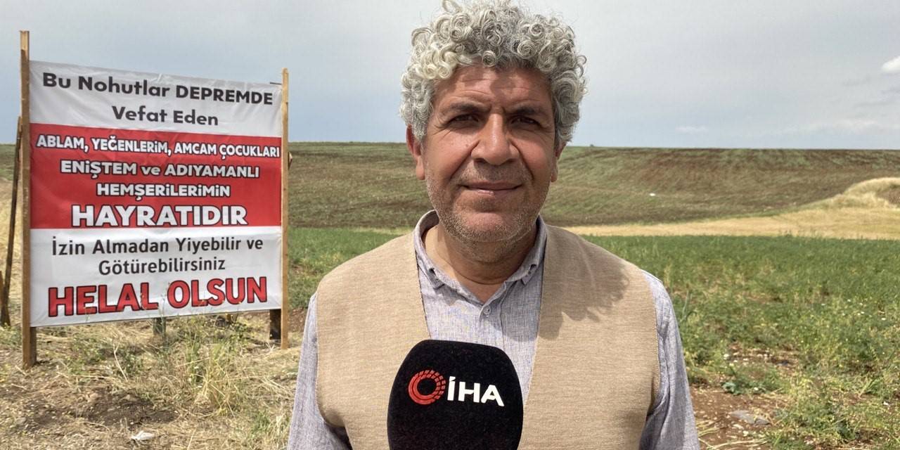 Depremzede, Nohut Tarlasını Vatandaşlara Açıp “helal Olsun” Pankartı Astı