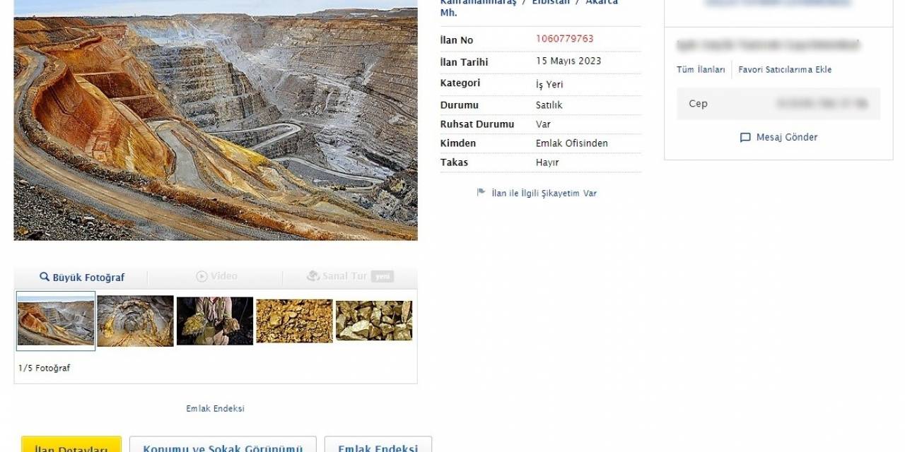 Sahibinden Satılık ‘altın Madeni’ İlanı Şaşırttı