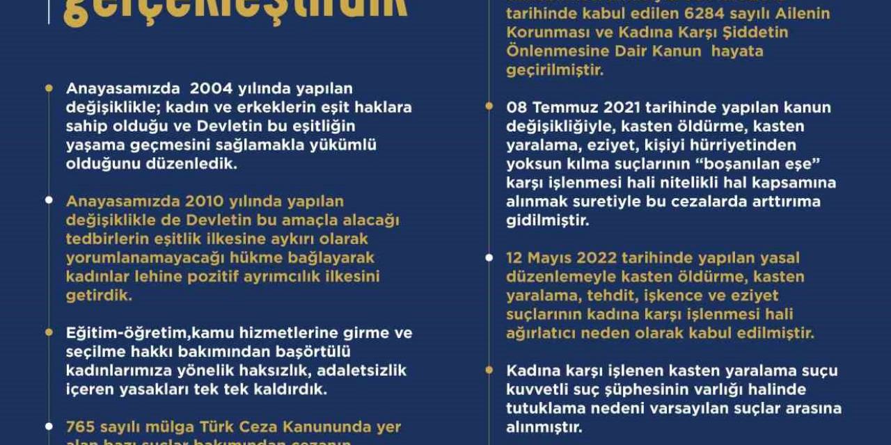 Bakan Bozdağ: “son 21 Yılda Kadın Hakları Ve Kadına Yönelik Şiddetin Önlenmesi Konularında Tarihi Reformlar Gerçekleştirdik”