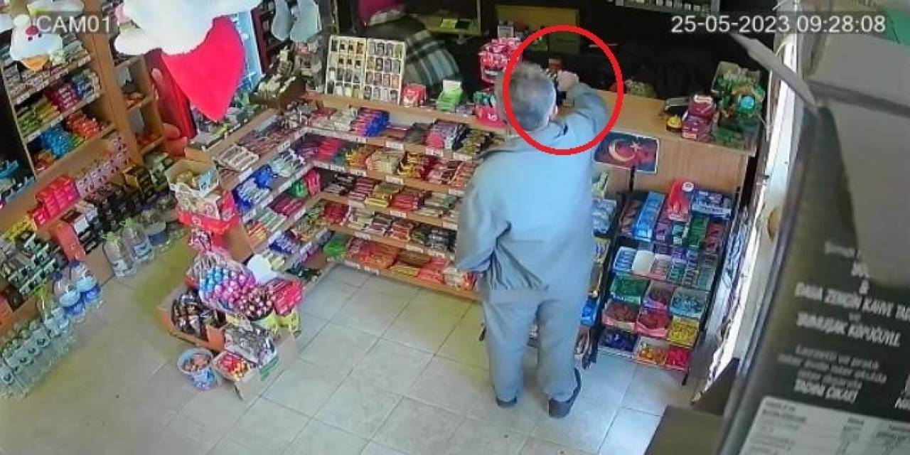 Büfeden Defalarca Çakmak Çaldı, Gerçek Güvenlik Kamerası Görüntülerinde Ortaya Çıktı