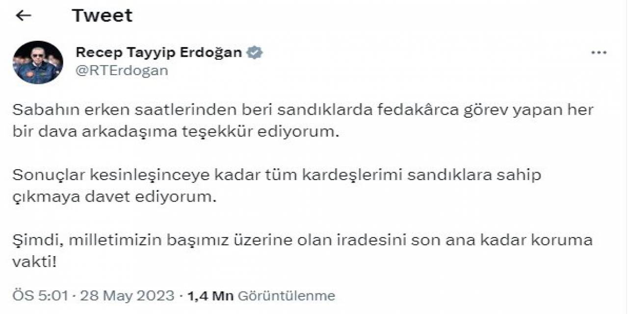 Cumhurbaşkanı Erdoğan’dan Seçmenlere "sandıklara Sahip Çıkın" Çağrısı