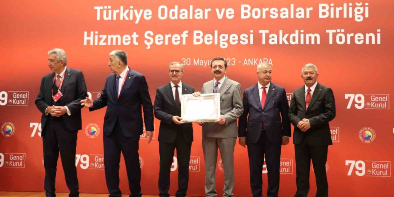 Kütükcü, Tobb Hizmet Şeref Belgesi Aldı