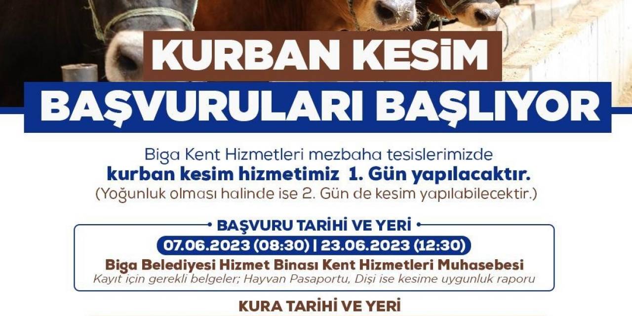 Biga’da Kurban Kesim Başvuruları 7 Haziran’da Başlıyor
