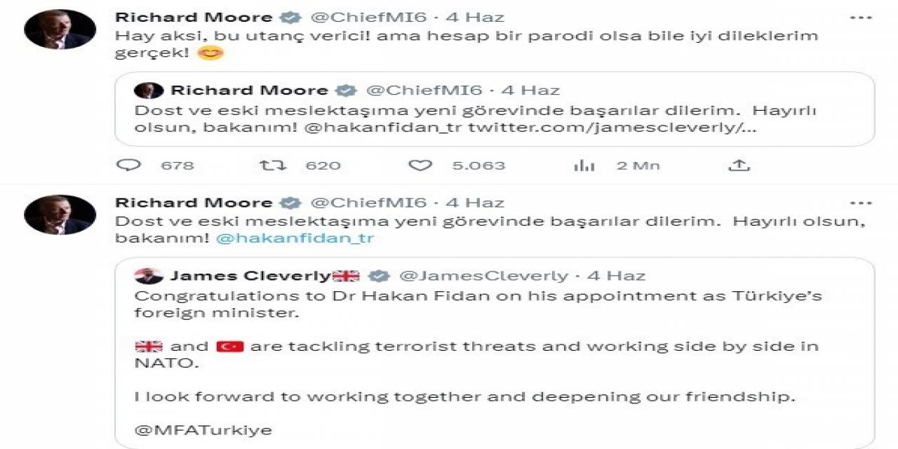 İngiltere Dış İstihbarat Servisi Başkanı Moore’dan Kalın’a Esprili Tebrik