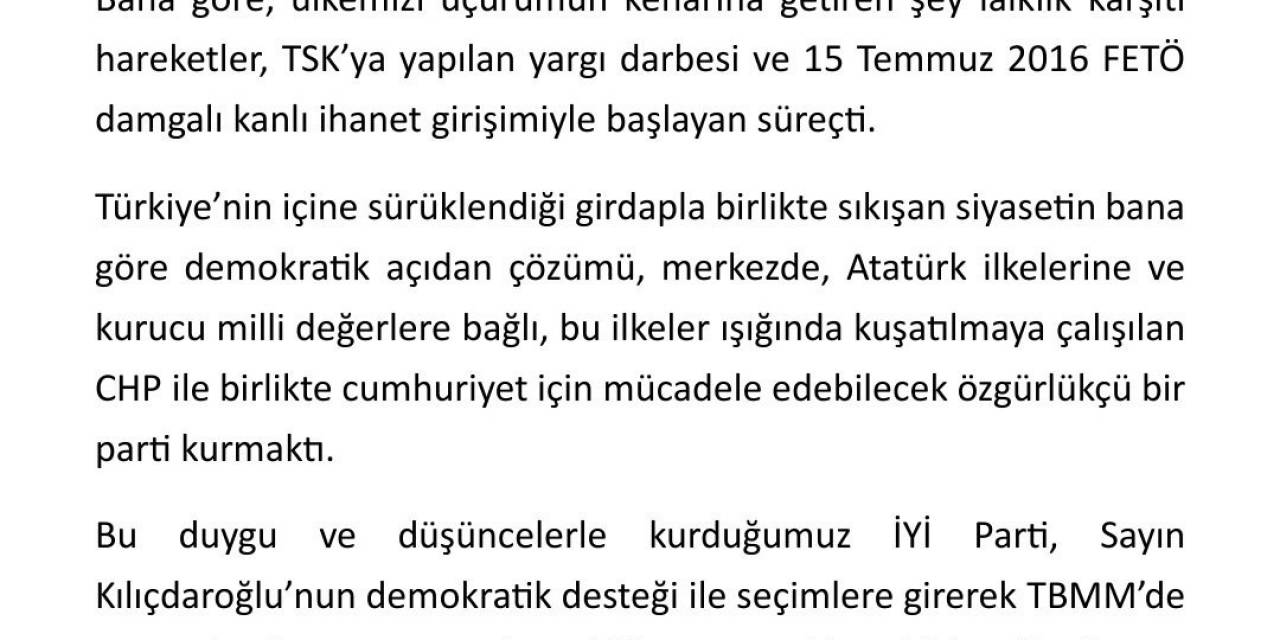 İyi Parti Kurucu Genel Sekreteri Çıray, Partisinden İstifa Etti