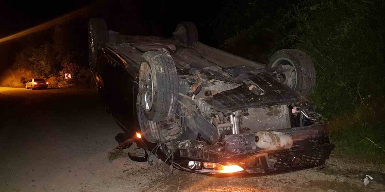 Ters Dönen Otomobilin Sürücüsü Yaralandı