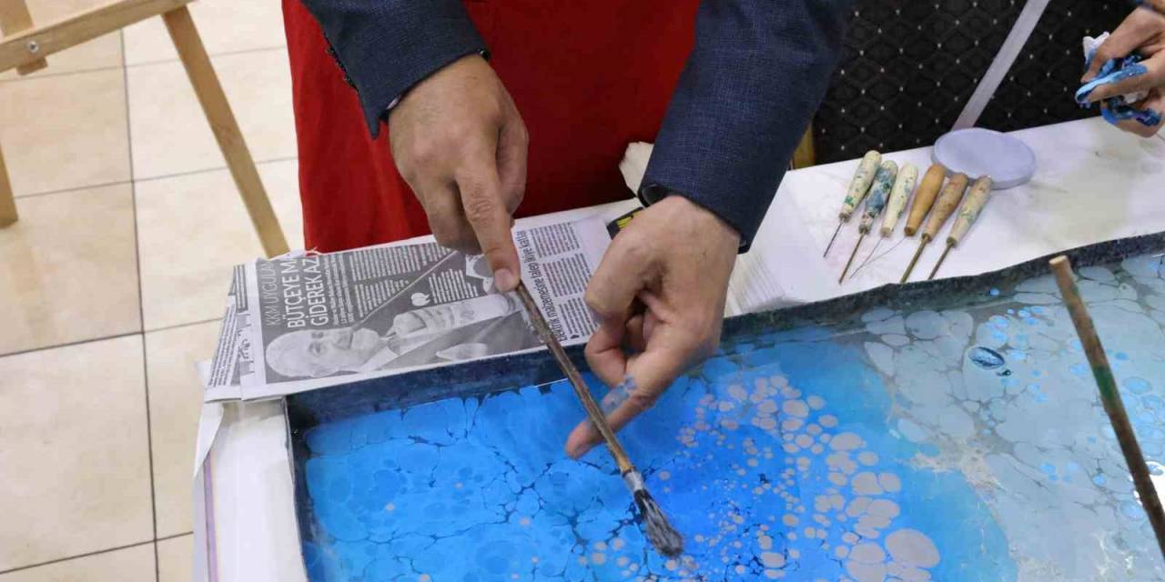 Kaymakam Rüstemoğlu Ve Başkan Şimşek’ten Ebru Gösterisi