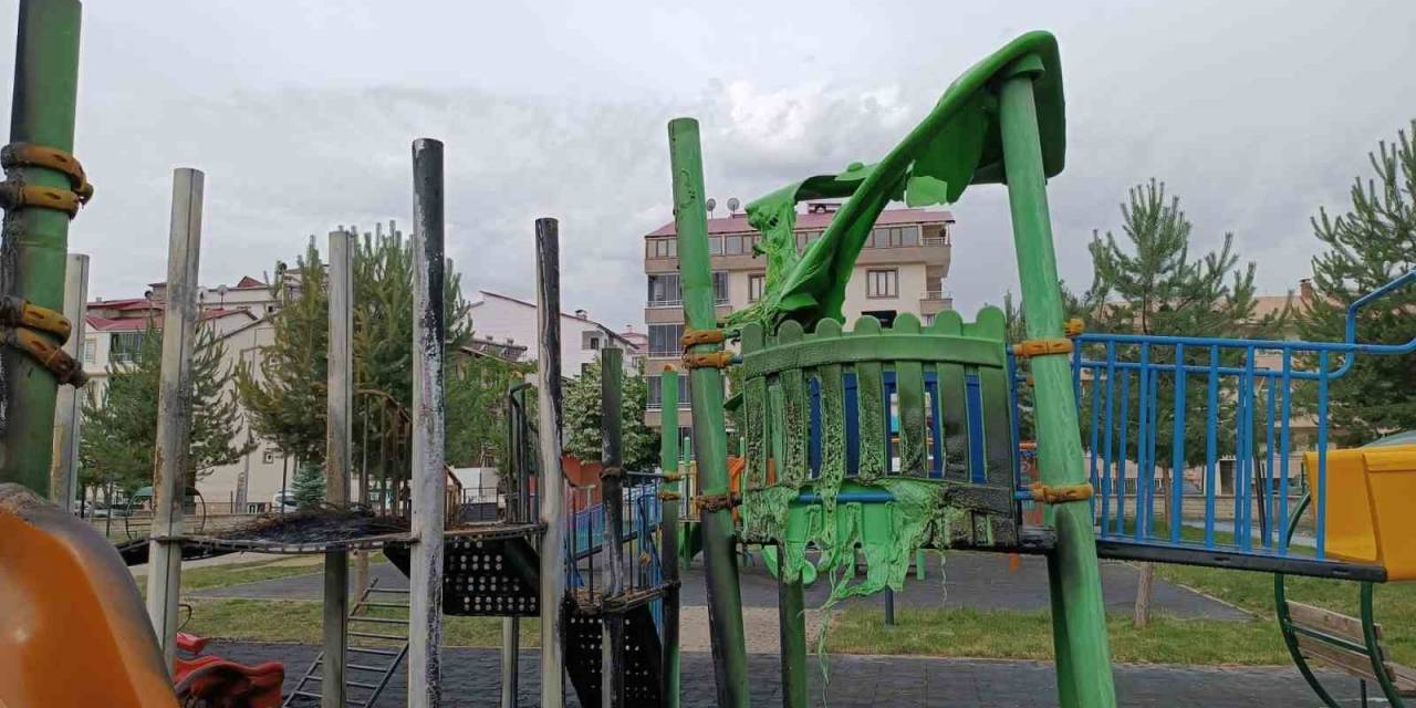 Bingöl’de Ateşe Verilen Araç Lastiği, Oyun Parkını Kullanılmaz Hale Getirdi