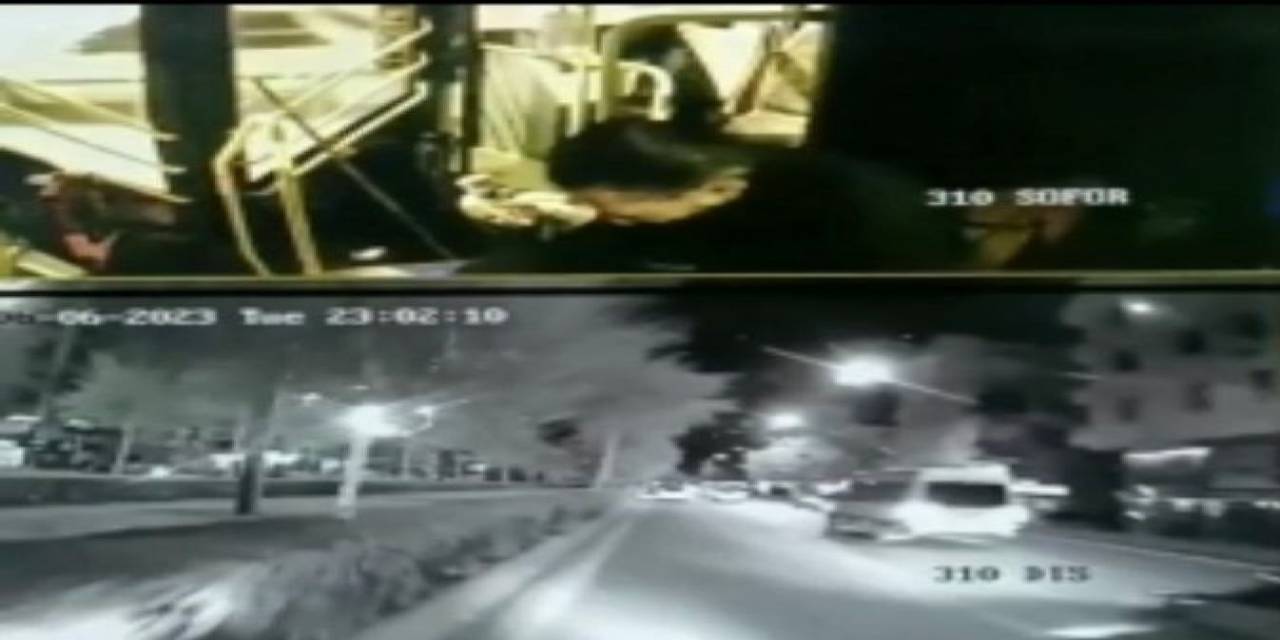 Yoldan Çıkan Halk Otobüsünün Tramvay Yoluna Girmesi Kamerada
