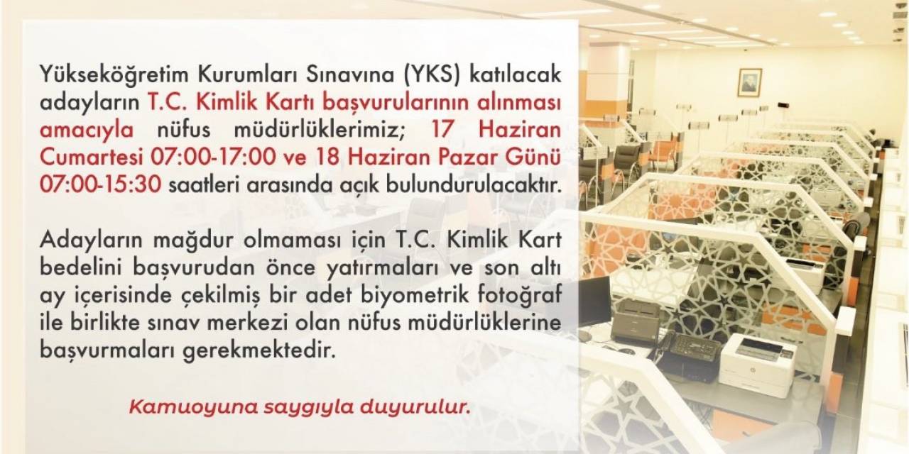 Uşak Nüfus Müdürlüğü Yks Adayları İçin Açık Olacak