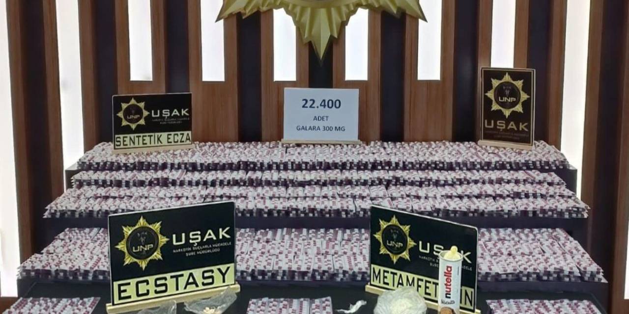 Uşak’ta 22 Bin Sentetik Hap Ve 249 Gram Metamfetamin Ele Geçirildi