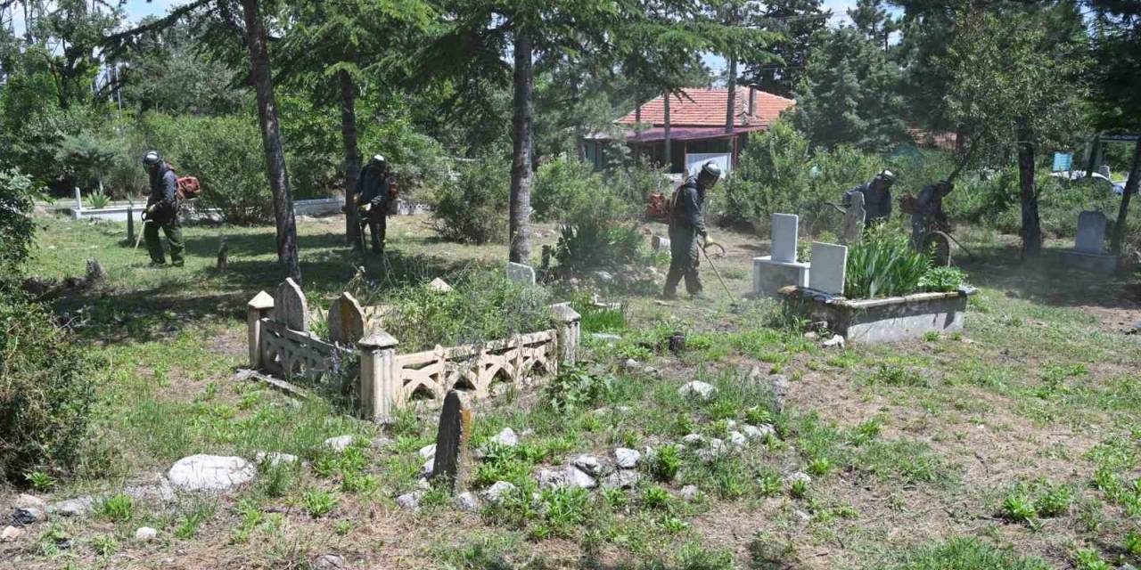 Isparta Belediyesi Tarafından Mezarlık Alanları Temizlenerek, Otlar Biçiliyor
