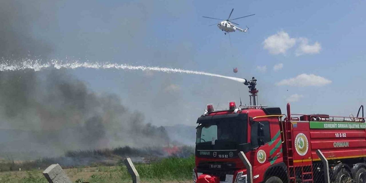 Tarım Arazisinde Çıkan Yangına Havadan Ve Karadan Müdahale Edildi