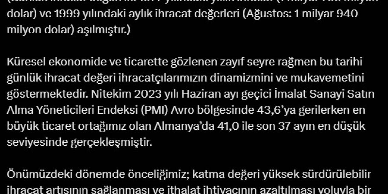 Günlük İhracat 2 Milyar 121 Milyon Dolar İle Rekor Tazeledi