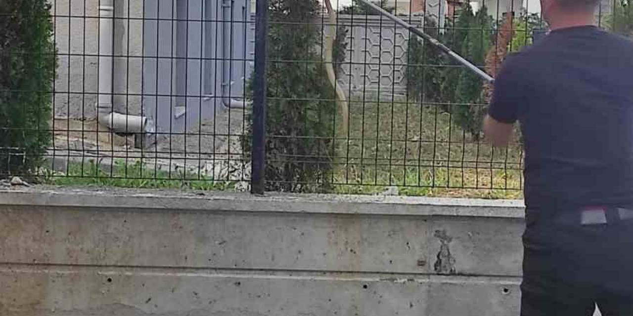 Apartman Bahçesindeki Tellere Çıkan Yılan Ekipleri Harekete Geçirdi