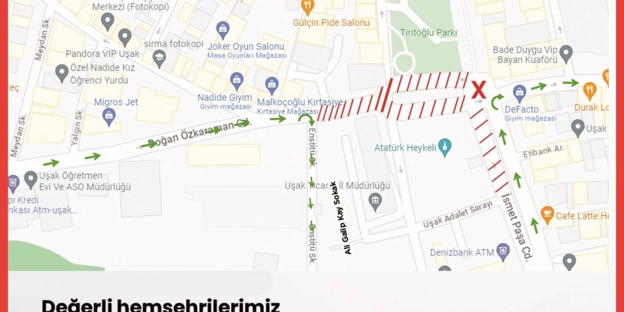 Uşak’ta Bazı Yollar Trafiğe Kapandı
