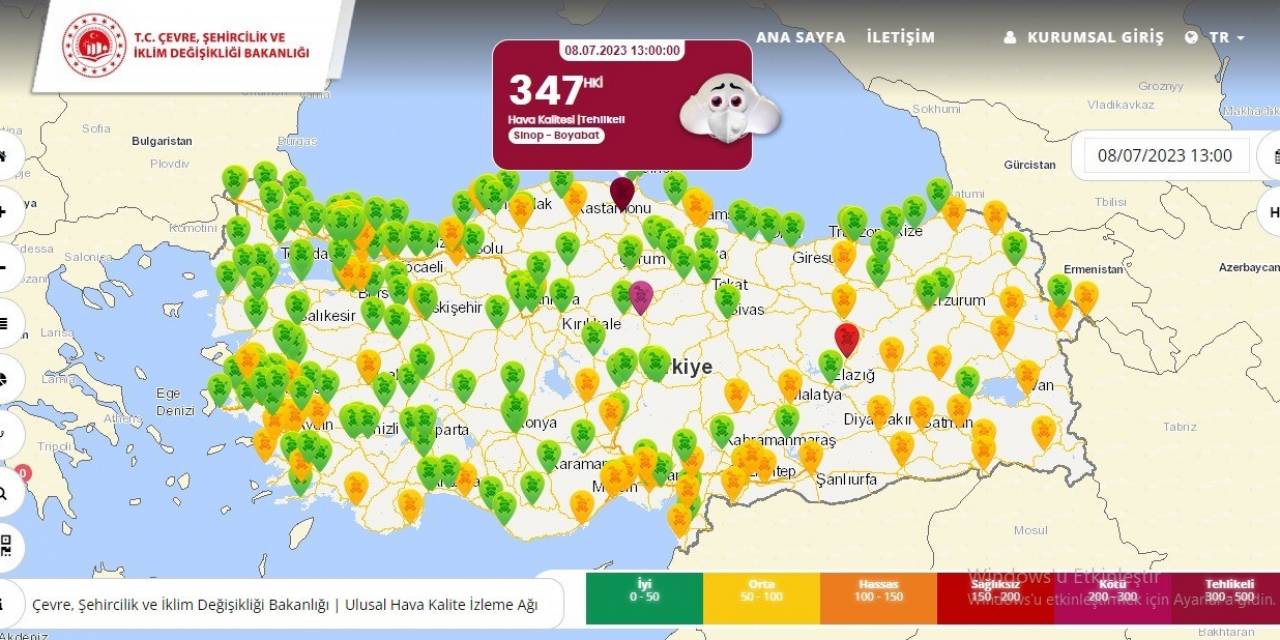 Türkiye’de En Kalitesiz Hava Boyabat’ta