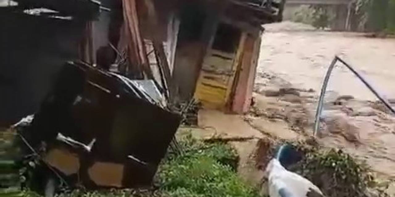 Sel Sularına Kapıldı, Ahır Böyle Yıkıldı