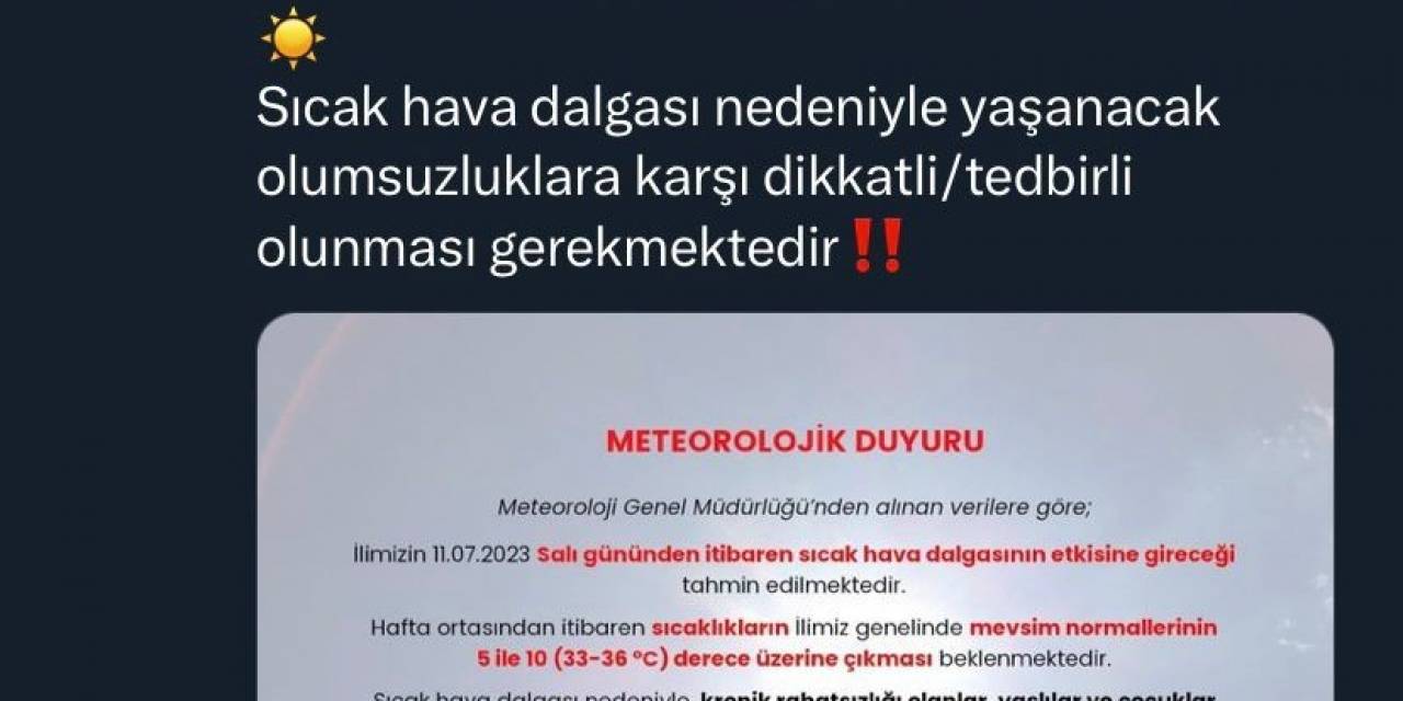 Sakarya Valiliği Bu Kez Sıcak Hava İçin Uyardı