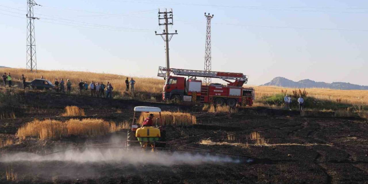 Elektrik Direğinden Sıçrayan Kıvılcımlar 8 Dönüm Araziyi Kül Etti