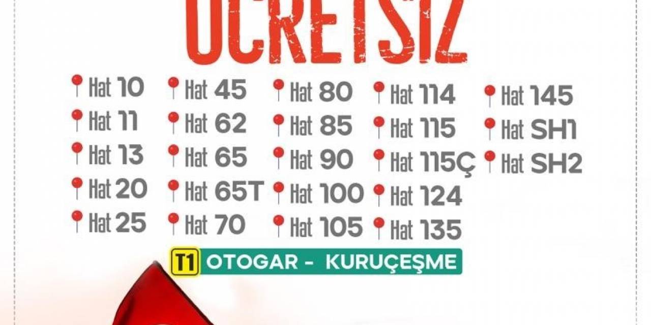 Demokrasi Ve Milli Birlik Gününde Ücretsiz Ulaşım Hizmeti