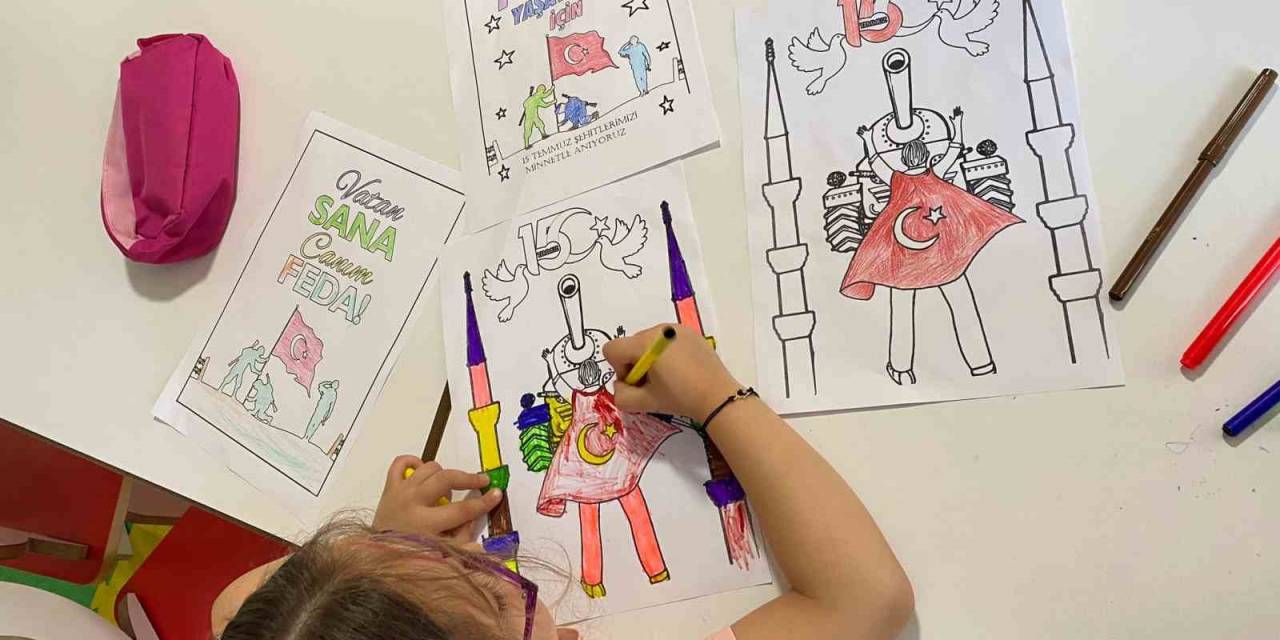 Bilecik’te Miniklerden ’15 Temmuz’ Konulu Resim Çalışması