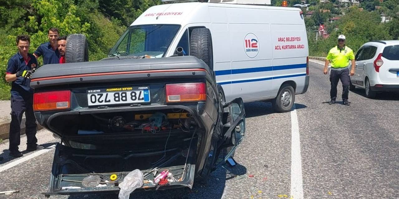 Takla Atan Otomobilin Sürücüsü Yaralandı