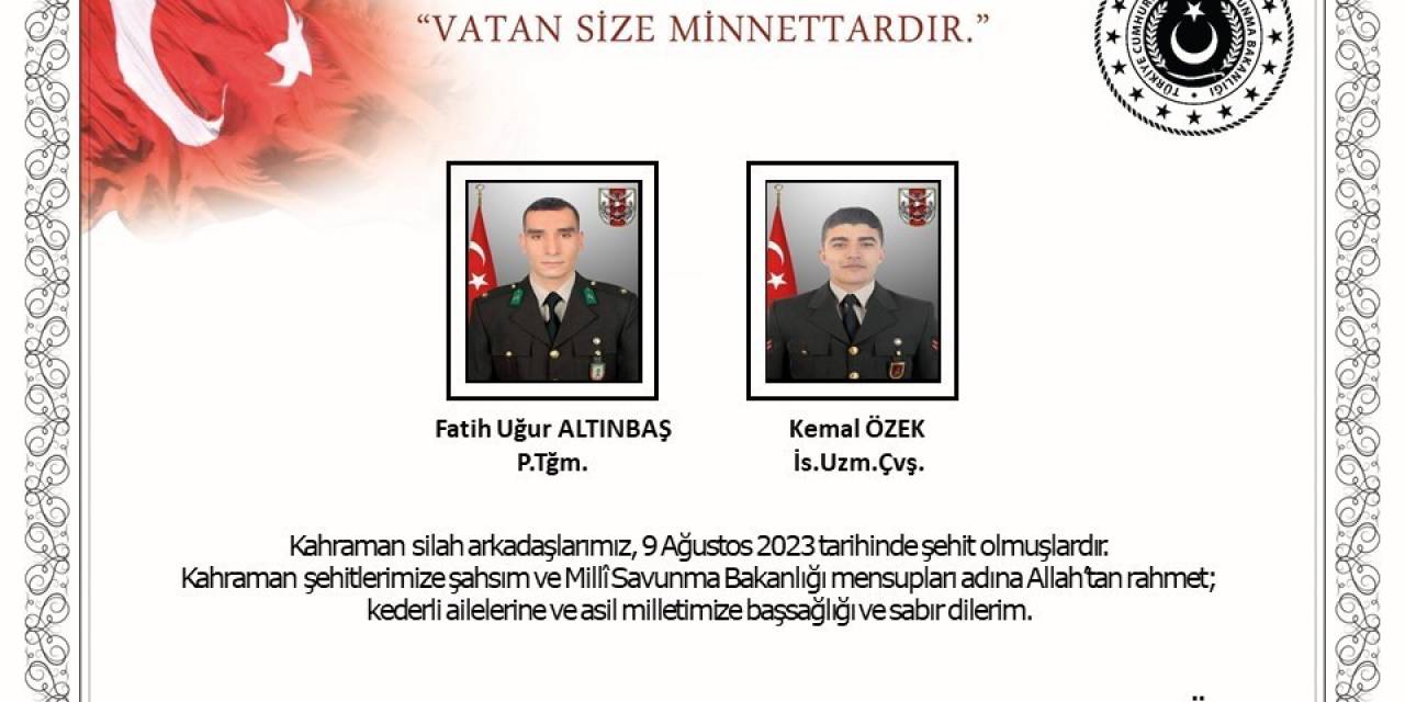 Pençe-kilit Bölgesinde 2 Asker Şehit Oldu